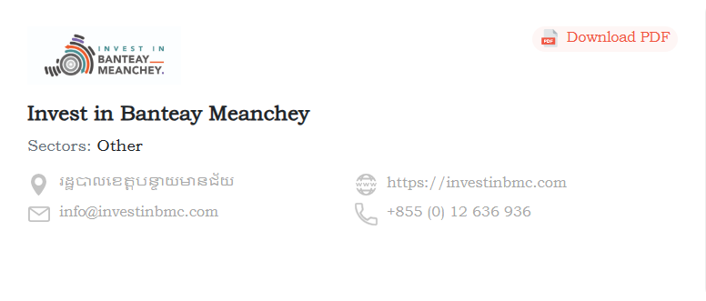 Invest in Banteay Meanchey on KhmerSME Service Provider